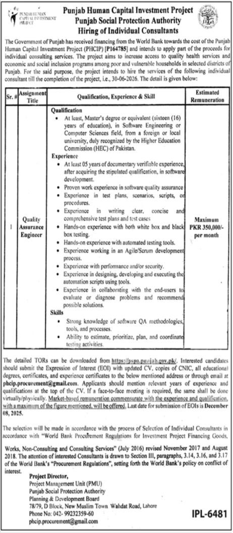 PHCIP Jobs 2025 | Punjab Human Capital Investment Project